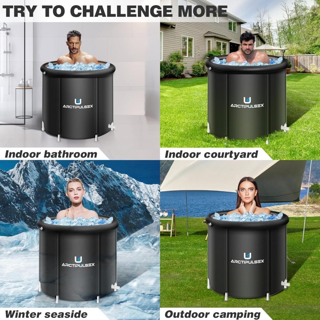 105 Gallons Portable Ice Bath Tub - XL Size Ice Plunge Tub Outdoor with Cover, Ice Therapy Tub for Recovery and Better Sleep, Anti-Leak Cold Bath Plunge Tub at Home
