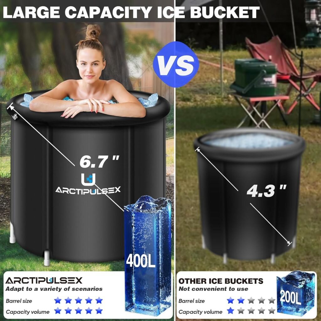 105 Gallons Portable Ice Bath Tub - XL Size Ice Plunge Tub Outdoor with Cover, Ice Therapy Tub for Recovery and Better Sleep, Anti-Leak Cold Bath Plunge Tub at Home