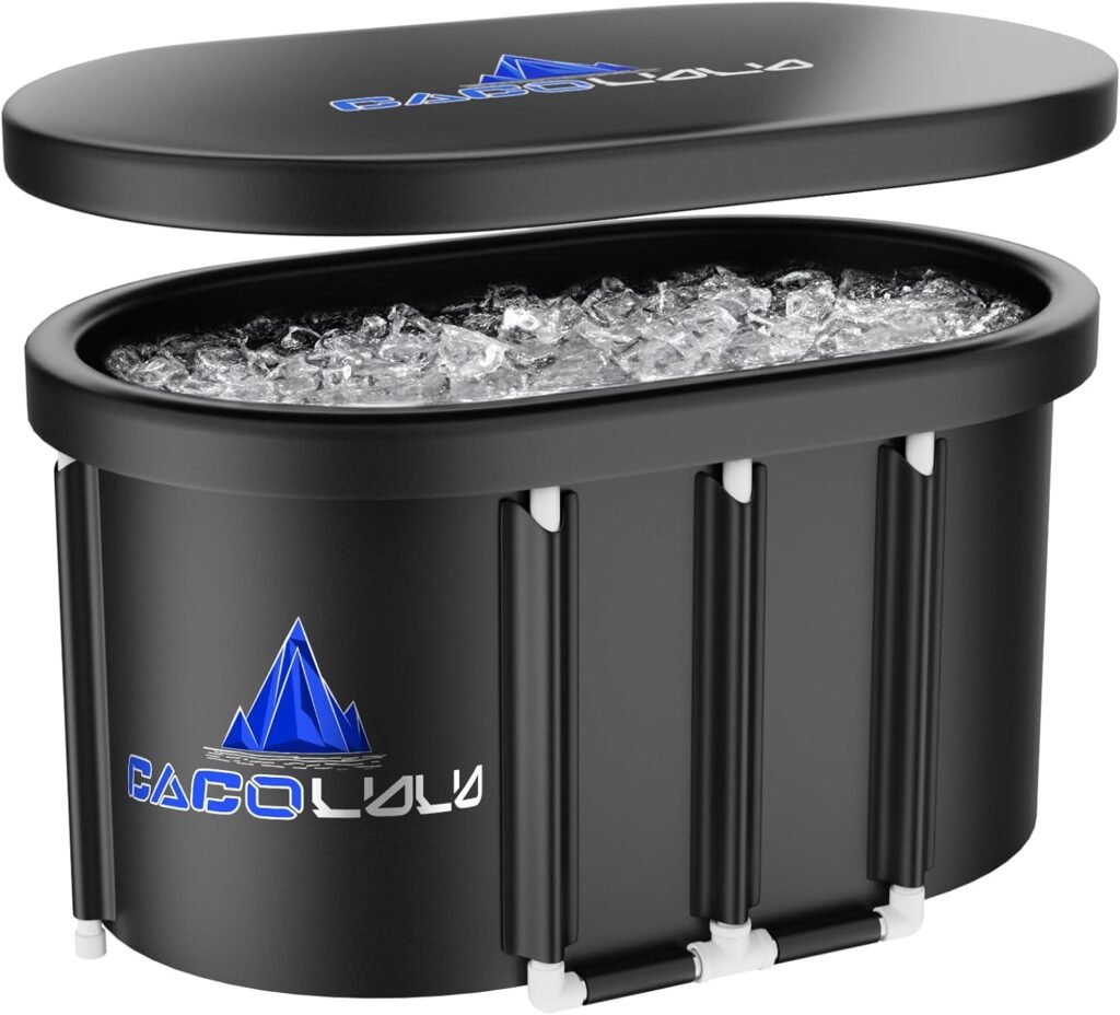 CACOLULU XL Ice Bath Tub for Athletes - 101 Gal Portable Cold Plunge with Cover for Outdoor Garden Yard Gym, Upgraded Frame Collapsible Ice Pod for Adults Cold Therapy Includes Cover, Storage Bag
