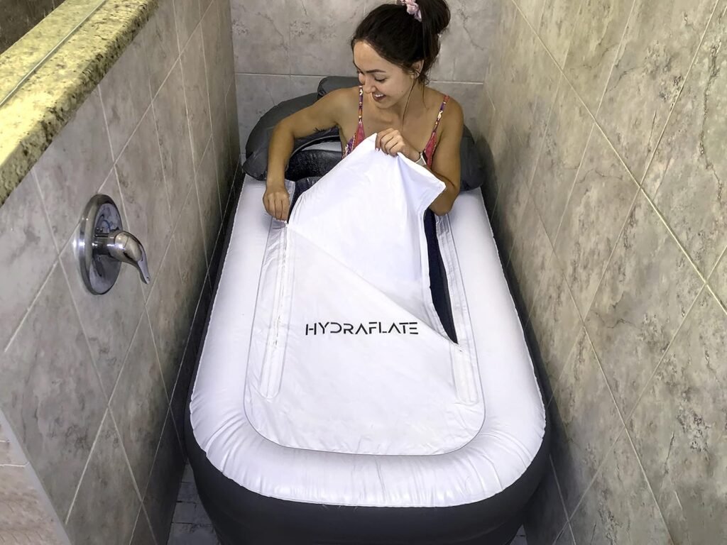 Hydraflate 63x33 Inflatable Bathtub Adults, Cold Plunge Tub, Ice Bath Tub For Athletes, Foldable Bathtub, Portable Bathtub Adult, Collapsible Bathtub, Freestanding Bath for Indoor or Outdoor Use