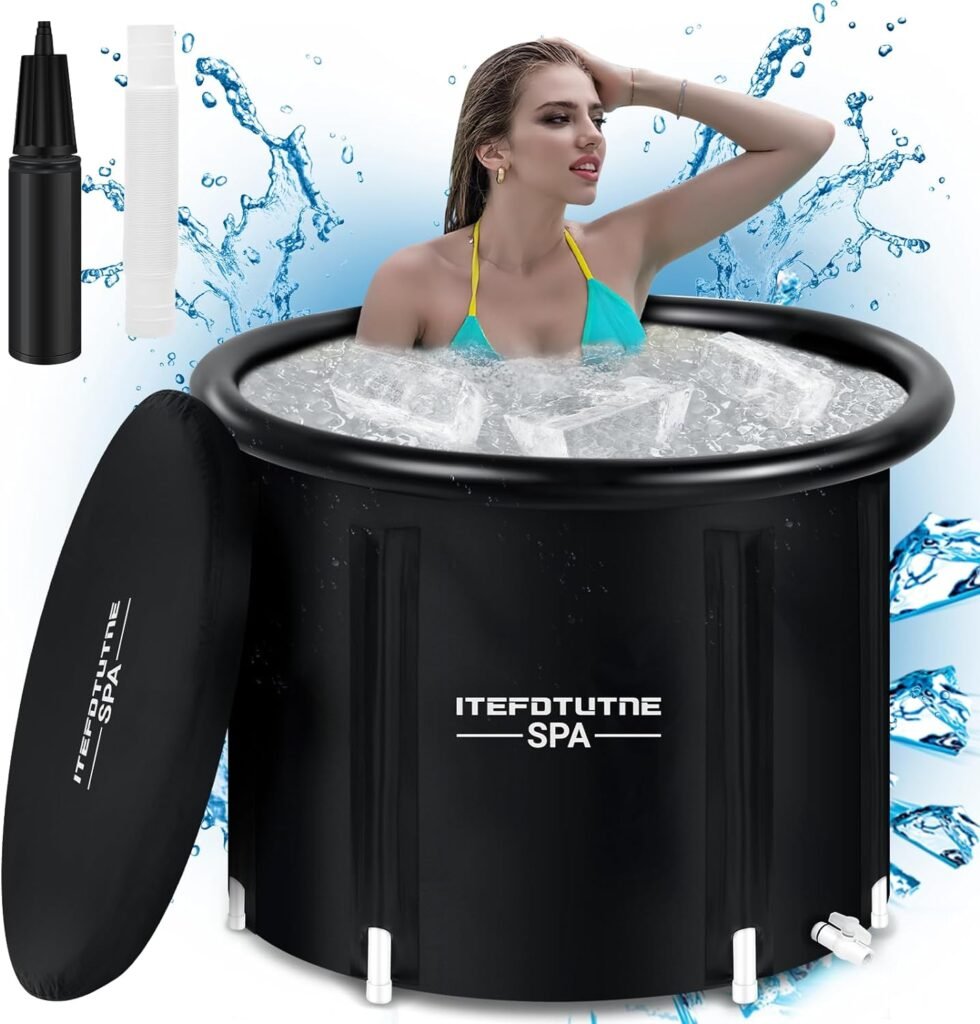 Ice Bath Tub for Athletes, 99 Gal Cold Plunge Tub with Cover Portable  Collapsible, Tear-Resistant and Multi-Layered Design, Ice Cold Therapy Bath Outdoor for Rapid Recovery, Gardens, Gym, Camping