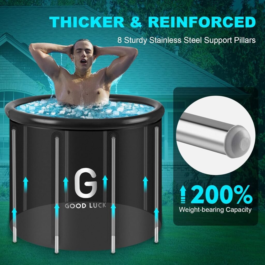 Ice Bath Tub for Athletes, Upgraded Cold Plunge Tub Outdoor, Portable Ice Bath for Cold Water Therapy Training, Ice Cold Therapy Bath, Adult Spa for Ice Baths and Soaking, QEGNOBOK 34 Ice Bathtub
