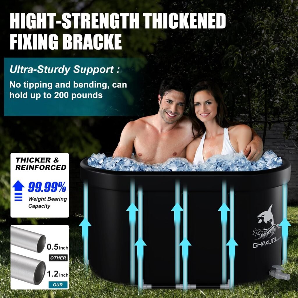 Ice Bath Tub for Athletes with Cover XL 101 Gal Capacity Portable Cold Plunge Tub for Cold Water Dip and Recovery, Ice Baths at Home Outdoor Gyms - Cold Water Training