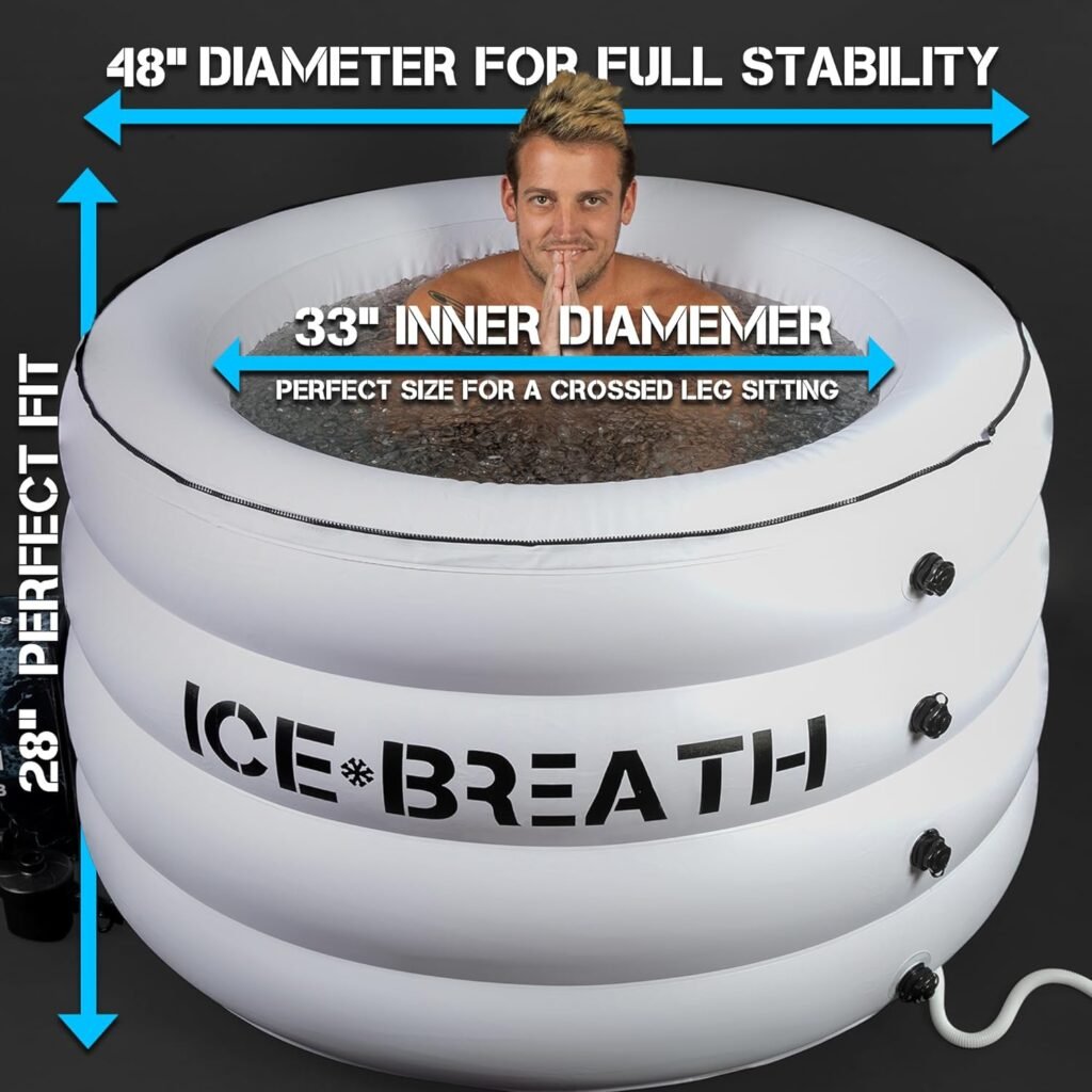 Portable Ice Bath Tub for Athletes with Cover, Inflatable Cold Plunge Tub, Ice Pod Cold Tub, Ice Baths at Home, Ice Plunge Tub, Ice Tub, Cold Pod, Icebath, Icepod Tub (Extra Large)