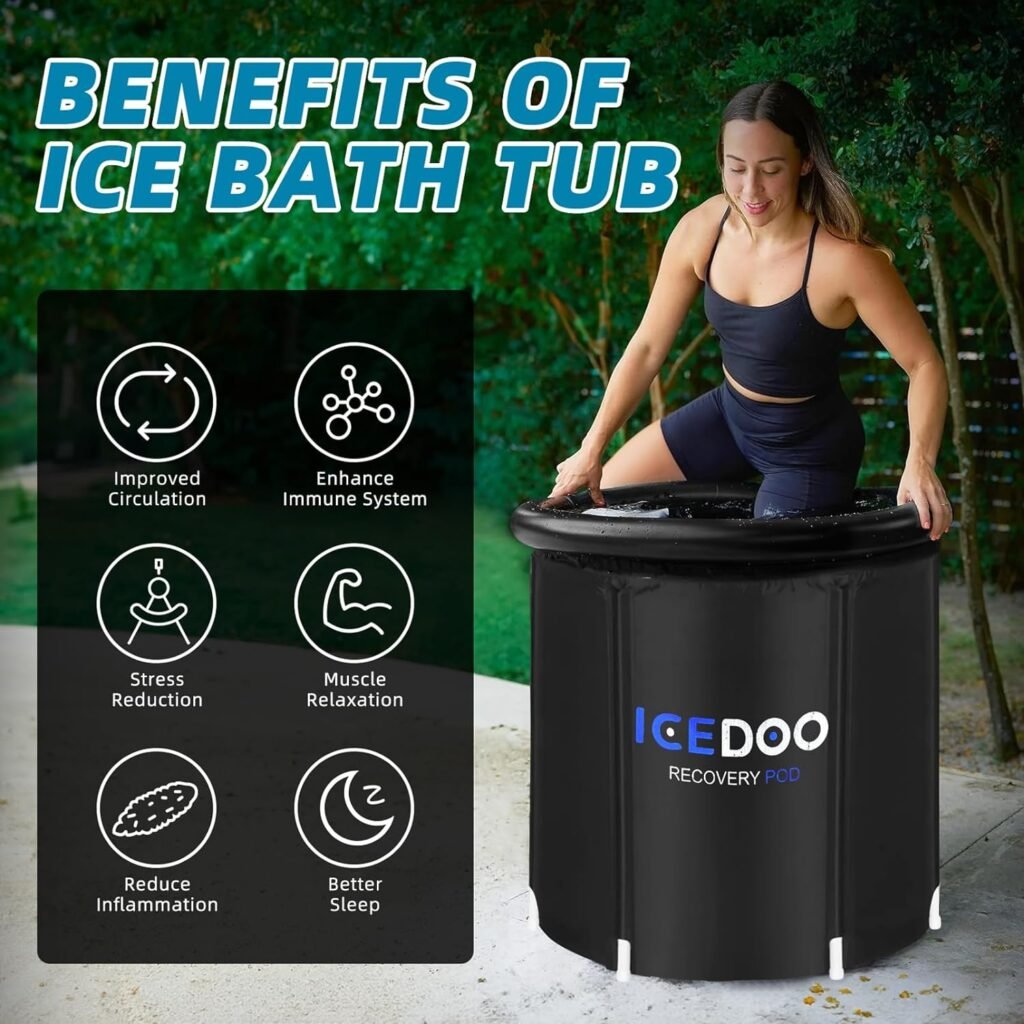 Susbie Portable Ice Bath Tub 119 Gal for Athletes,Multiple Layered Cold Plunge Tub with Cover,Cold Plunge for Muscle Recovery and Cold Water Therapy, Inflatable Bathtub for Outdoor and Home