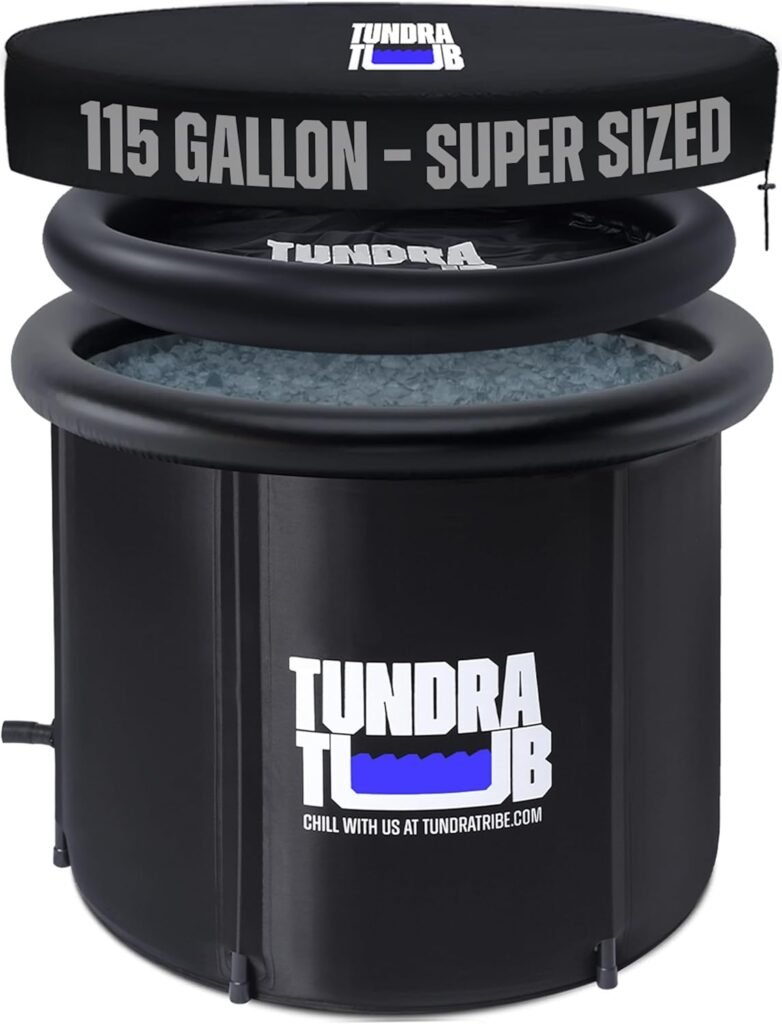 TUNDRA TUB XL Cold Plunge - 115 Gallon Ice Bath for Athletes  Recovery | Cold Therapy Pod includes Cover, Travel Bag, Ice Pack, Pump, Thermometer  Beanie | Recover  Boost Energy | USA Based (TTXL1)