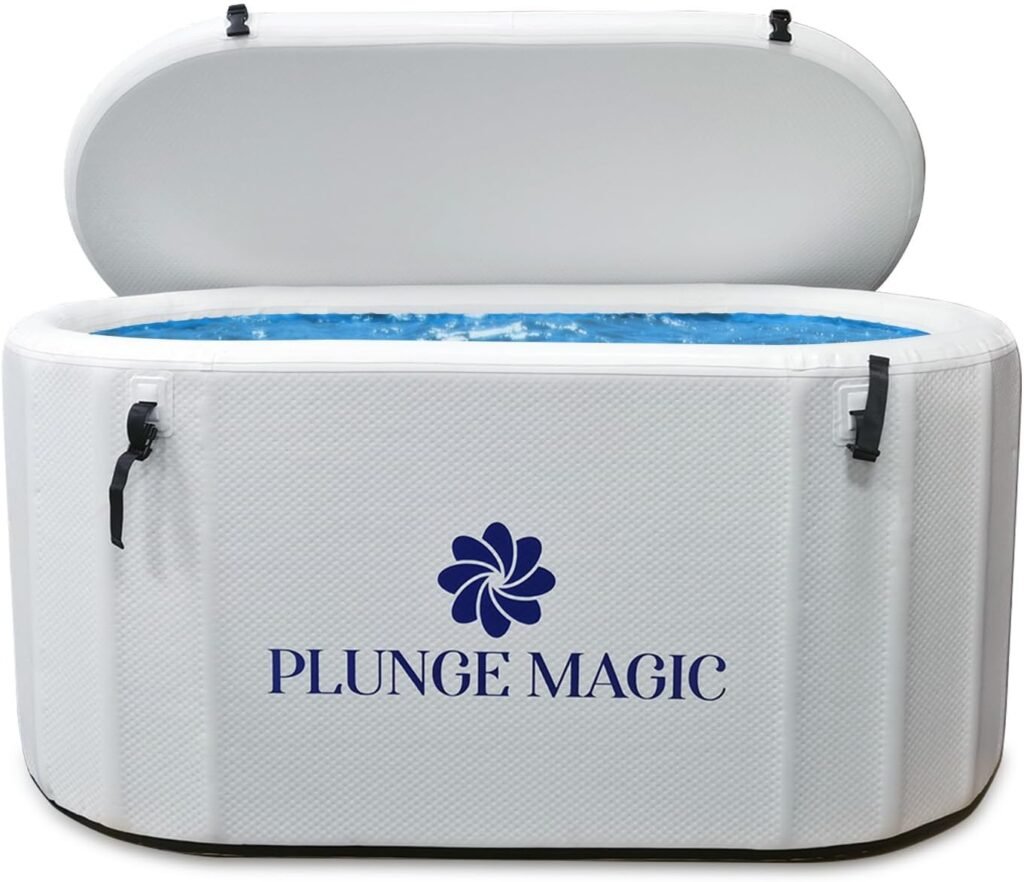 Ultimate Cold Plunge Tub Inflatable Ice Bath Tub With Cover, Compatible with Chiller, Easy Drainage, Insulated, Large Size | 39.4 × 39.4 ×35.4 H (White(Cylindrical))
