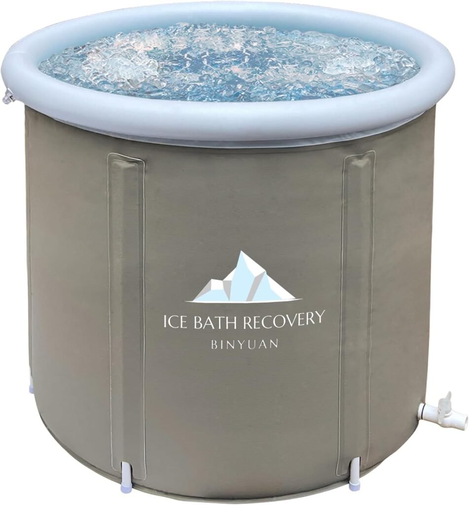 BY Ice Bath Tub for Athletes, Cold Plunge Tub, Portable Bathtub for Adults Outdoor Inflatable Ice Barrel Home Shower Hot/Cold Bath Freestanding Soaking Tub (Grey-31.5x 27.5)