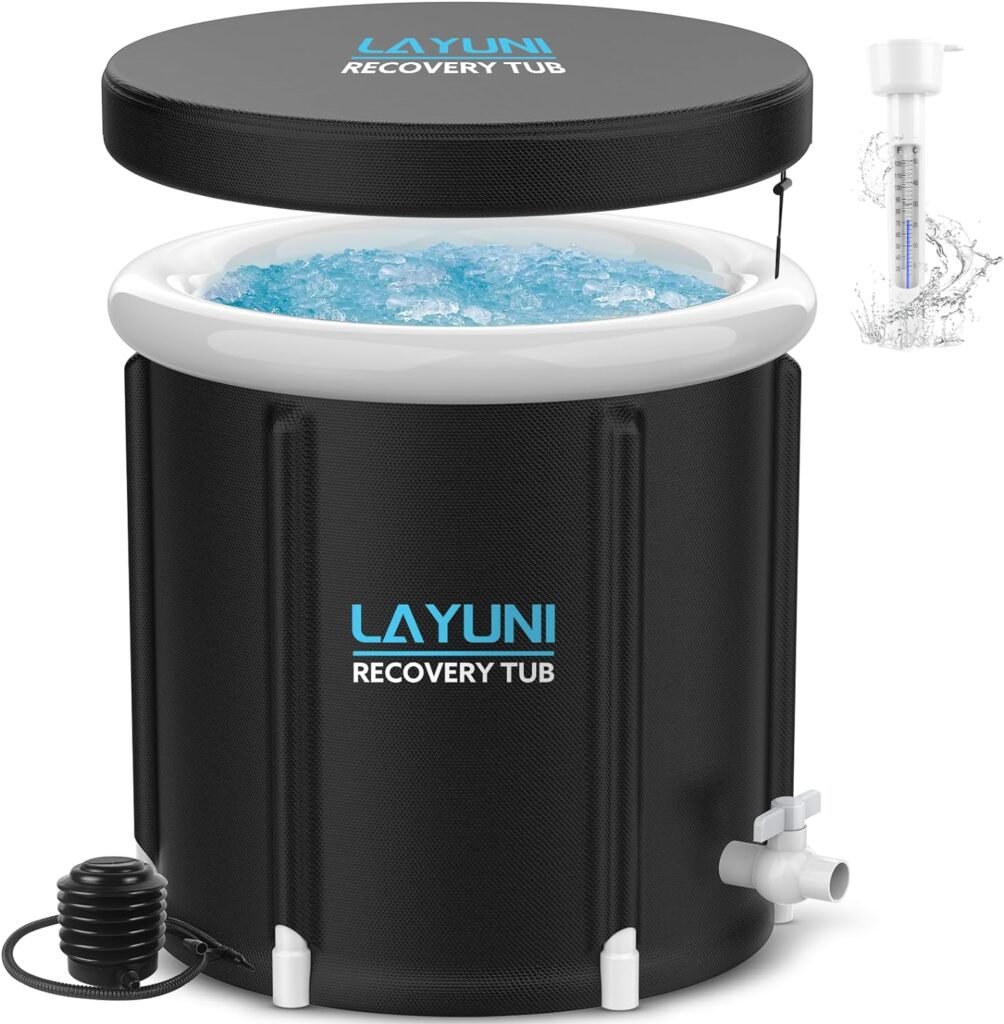 Cold Plunge Tub, 90 Gallons Large Size Ice Bath Tub for Athletes with Cover  Thermometer, Portable Recovery Tub for Home, Gyms, Outdoor and Cold Water Therapy, Easy Install