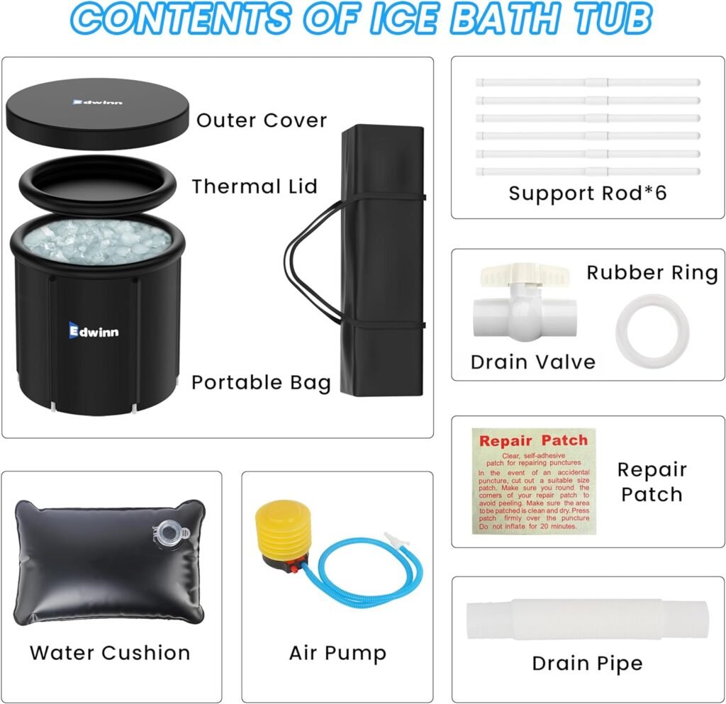 Cold Plunge Tub - Portable Ice Bath Tub at Home, Inflatable Ice Plunge Tub for Athletes, Cold Water Plunge Tub with Cover