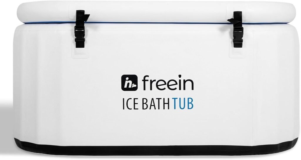 Freein Ice Bath Tub For Athletes Water Chiller Compatible Cold Plunge Outdoor, Portable, Foldable Cold Plunge Tub for Adults62x32x24 Inflatable Recovery PRO，White