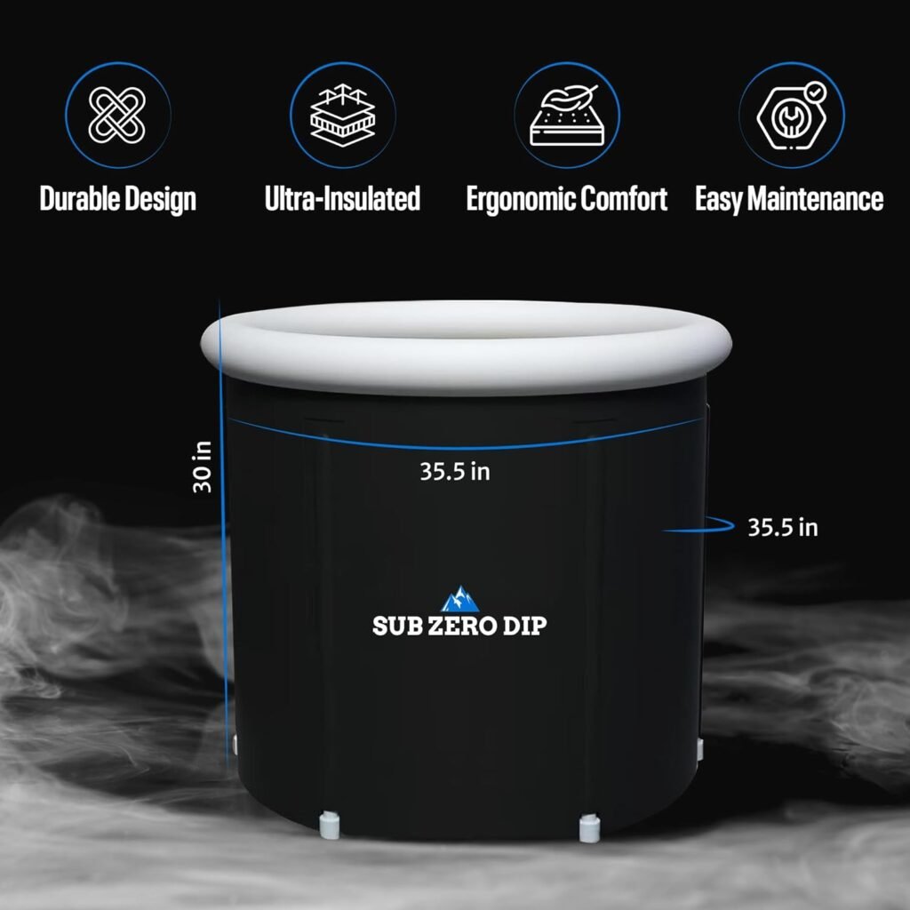 Outdoor XL Cold Plunge Tub Kit 116Gal-440L Portable Ice Bath Tub for Athletes and Adults - Includes Recovery Essentials: Cold Tub, Towel and Thermometer - Ice Pod and Cold Tub