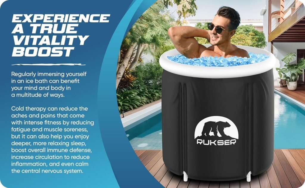 Portable ice Bath Tub for Athletes XL - 90 Gallons Capacity Inflatable Cold Plunge Tub for Therapy  Injury, 6 Layered Leak Proof Ice Pod for Adults Indoor  outdoors, Additional Accessories